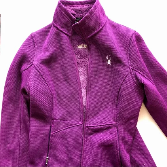 Purple Spyder Sweater/Jacket-Fleece Lining-Size Small-Zip up - Picture 4 of 6